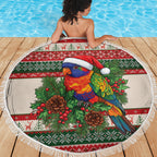 Aussie Rainbow Lorikeets Christmas Beach Blanket Festive Knitted Pattern Inspired