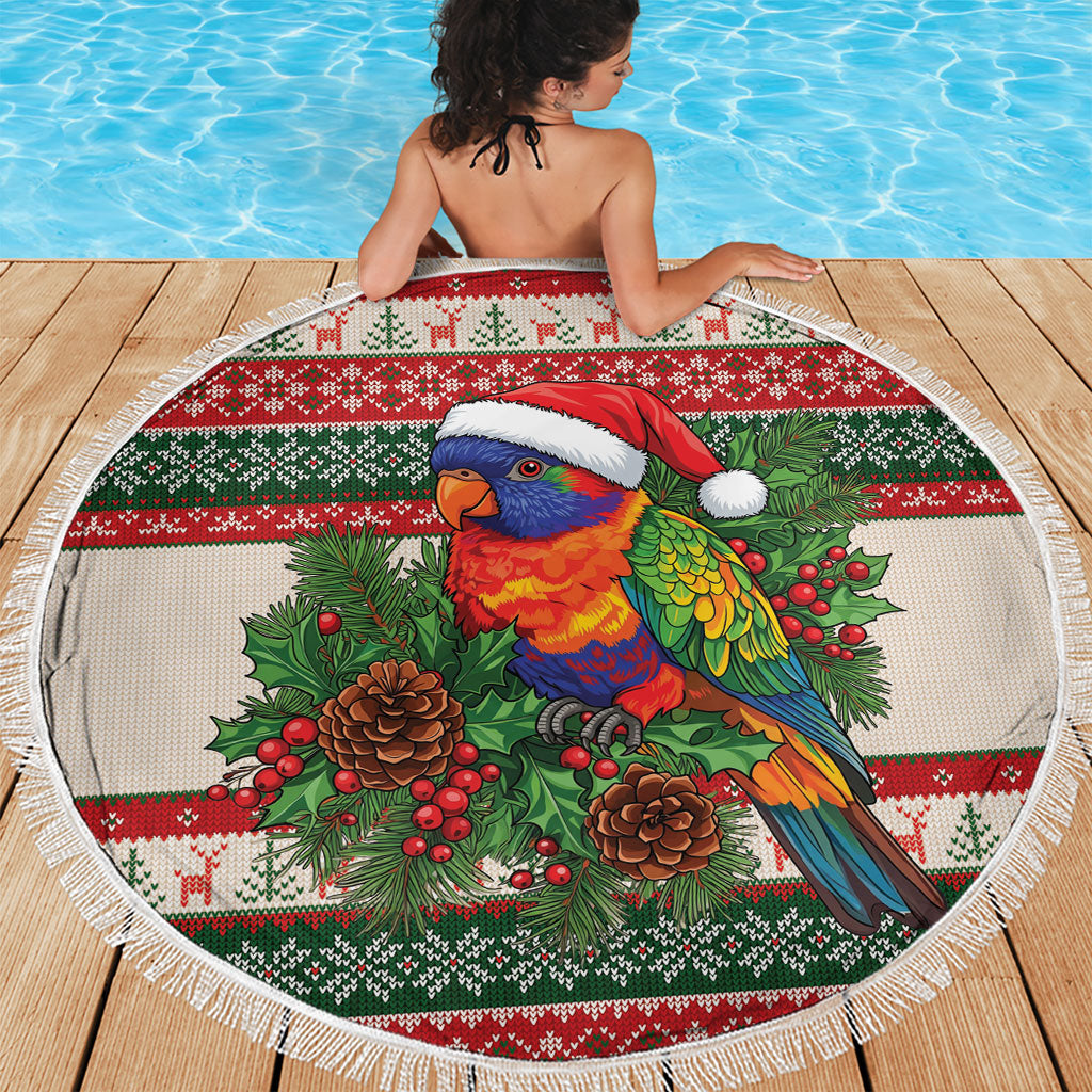 Aussie Rainbow Lorikeets Christmas Beach Blanket Festive Knitted Pattern Inspired