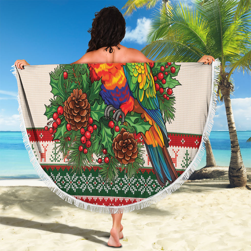 Aussie Rainbow Lorikeets Christmas Beach Blanket Festive Knitted Pattern Inspired