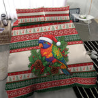 Aussie Rainbow Lorikeets Christmas Bedding Set Festive Knitted Pattern Inspired