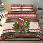 Aussie Rainbow Lorikeets Christmas Bedding Set Festive Knitted Pattern Inspired