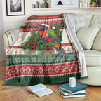 Aussie Rainbow Lorikeets Christmas Blanket Festive Knitted Pattern Inspired