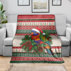 Aussie Rainbow Lorikeets Christmas Blanket Festive Knitted Pattern Inspired