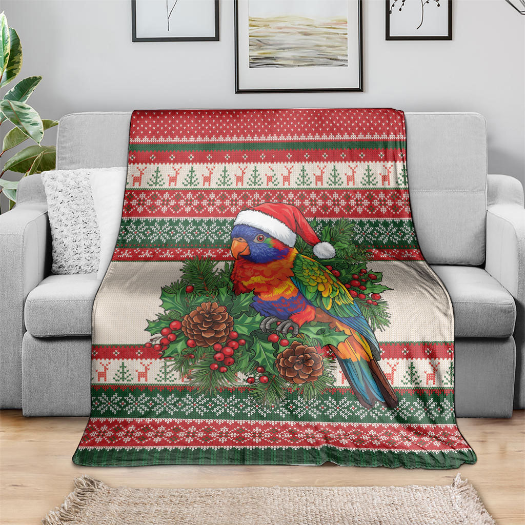Aussie Rainbow Lorikeets Christmas Blanket Festive Knitted Pattern Inspired