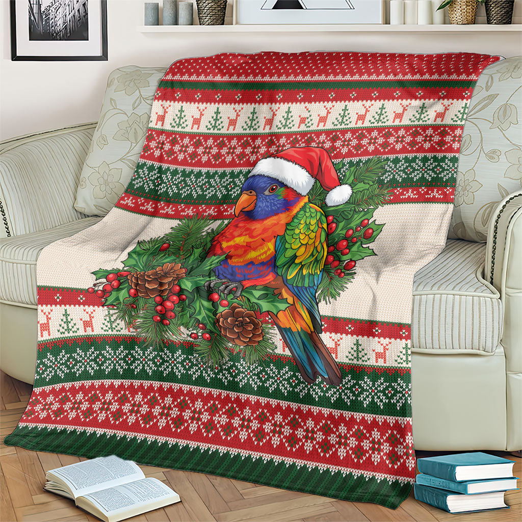 Aussie Rainbow Lorikeets Christmas Blanket Festive Knitted Pattern Inspired