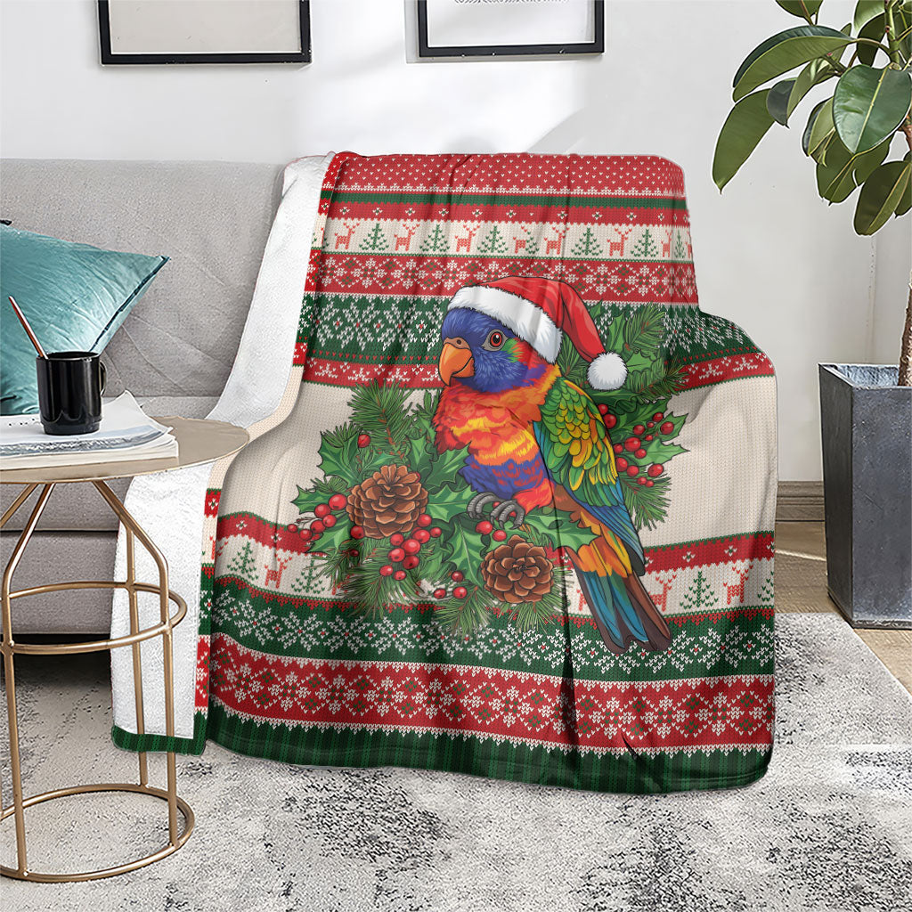 Aussie Rainbow Lorikeets Christmas Blanket Festive Knitted Pattern Inspired