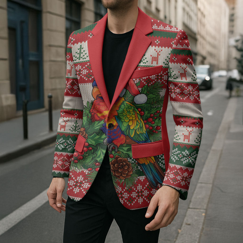 Aussie Rainbow Lorikeets Christmas Blazer Festive Knitted Pattern Inspired