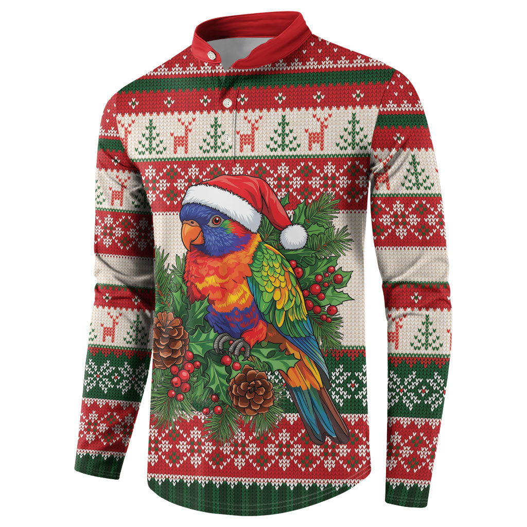 Aussie Rainbow Lorikeets Christmas Button Sweatshirt Festive Knitted Pattern Inspired