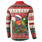 Aussie Rainbow Lorikeets Christmas Button Sweatshirt Festive Knitted Pattern Inspired