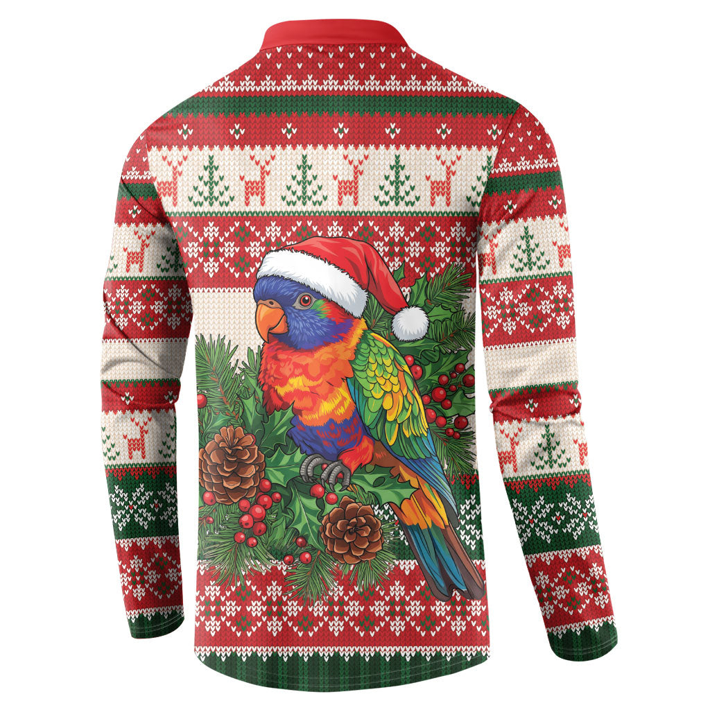 Aussie Rainbow Lorikeets Christmas Button Sweatshirt Festive Knitted Pattern Inspired