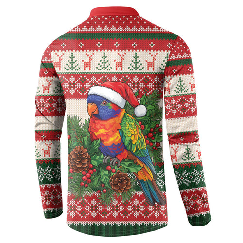 Aussie Rainbow Lorikeets Christmas Button Sweatshirt Festive Knitted Pattern Inspired