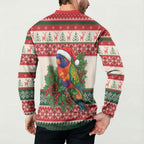 Aussie Rainbow Lorikeets Christmas Button Sweatshirt Festive Knitted Pattern Inspired