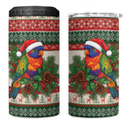 Aussie Rainbow Lorikeets Christmas 4 in 1 Can Cooler Tumbler Festive Knitted Pattern Inspired