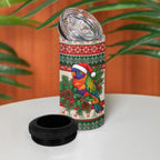 Aussie Rainbow Lorikeets Christmas 4 in 1 Can Cooler Tumbler Festive Knitted Pattern Inspired