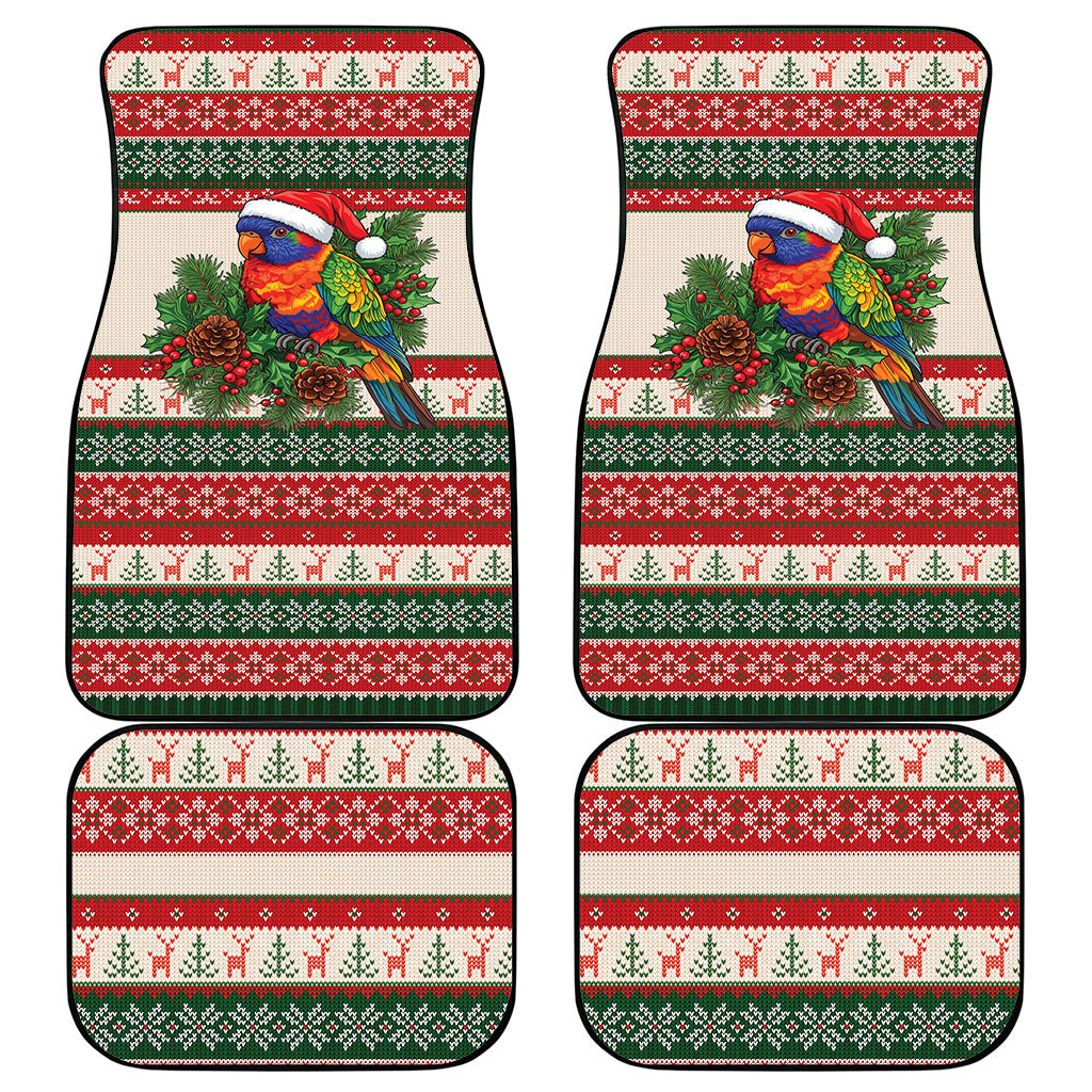 Aussie Rainbow Lorikeets Christmas Car Mats Festive Knitted Pattern Inspired