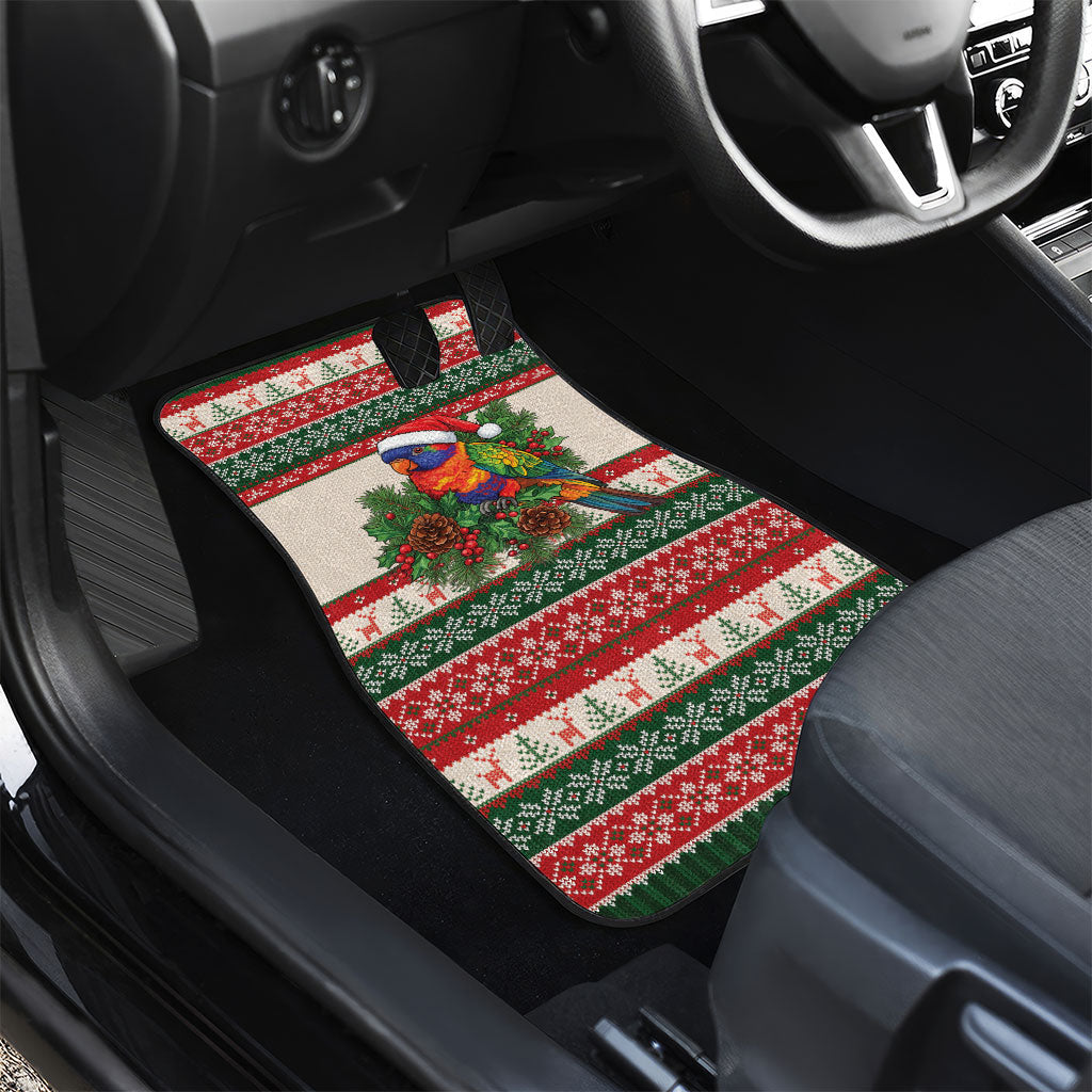 Aussie Rainbow Lorikeets Christmas Car Mats Festive Knitted Pattern Inspired