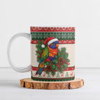 Aussie Rainbow Lorikeets Christmas Ceramic Mug Festive Knitted Pattern Inspired
