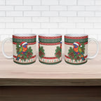 Aussie Rainbow Lorikeets Christmas Ceramic Mug Festive Knitted Pattern Inspired