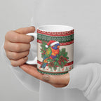 Aussie Rainbow Lorikeets Christmas Ceramic Mug Festive Knitted Pattern Inspired