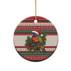 Aussie Rainbow Lorikeets Christmas Ceramic Ornament Festive Knitted Pattern Inspired