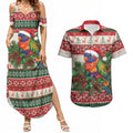 Aussie Rainbow Lorikeets Christmas Couples Matching Summer Maxi Dress and Hawaiian Shirt Festive Knitted Pattern Inspired