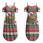 Aussie Rainbow Lorikeets Christmas Couples Matching Summer Maxi Dress and Hawaiian Shirt Festive Knitted Pattern Inspired