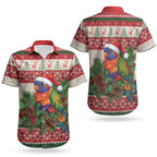 Aussie Rainbow Lorikeets Christmas Couples Matching Tank Maxi Dress and Hawaiian Shirt Festive Knitted Pattern Inspired