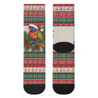 Aussie Rainbow Lorikeets Christmas Crew Socks Festive Knitted Pattern Inspired
