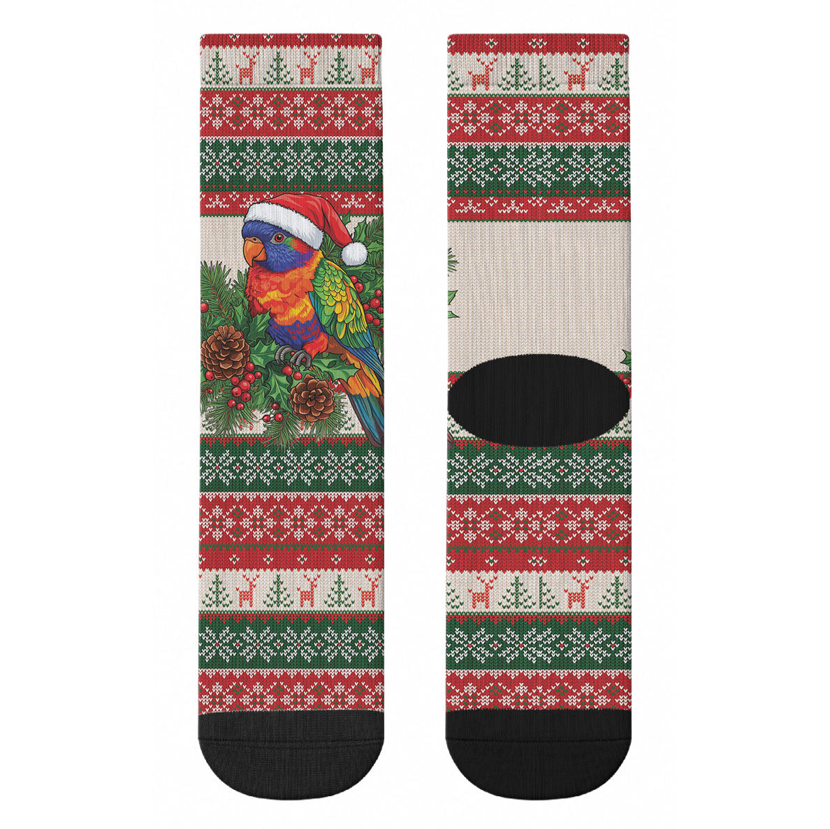 Aussie Rainbow Lorikeets Christmas Crew Socks Festive Knitted Pattern Inspired