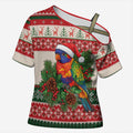 Aussie Rainbow Lorikeets Christmas Cross Shoulder Shirt Festive Knitted Pattern Inspired