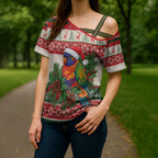 Aussie Rainbow Lorikeets Christmas Cross Shoulder Shirt Festive Knitted Pattern Inspired