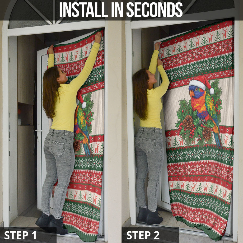 Aussie Rainbow Lorikeets Christmas Door Cover Festive Knitted Pattern Inspired