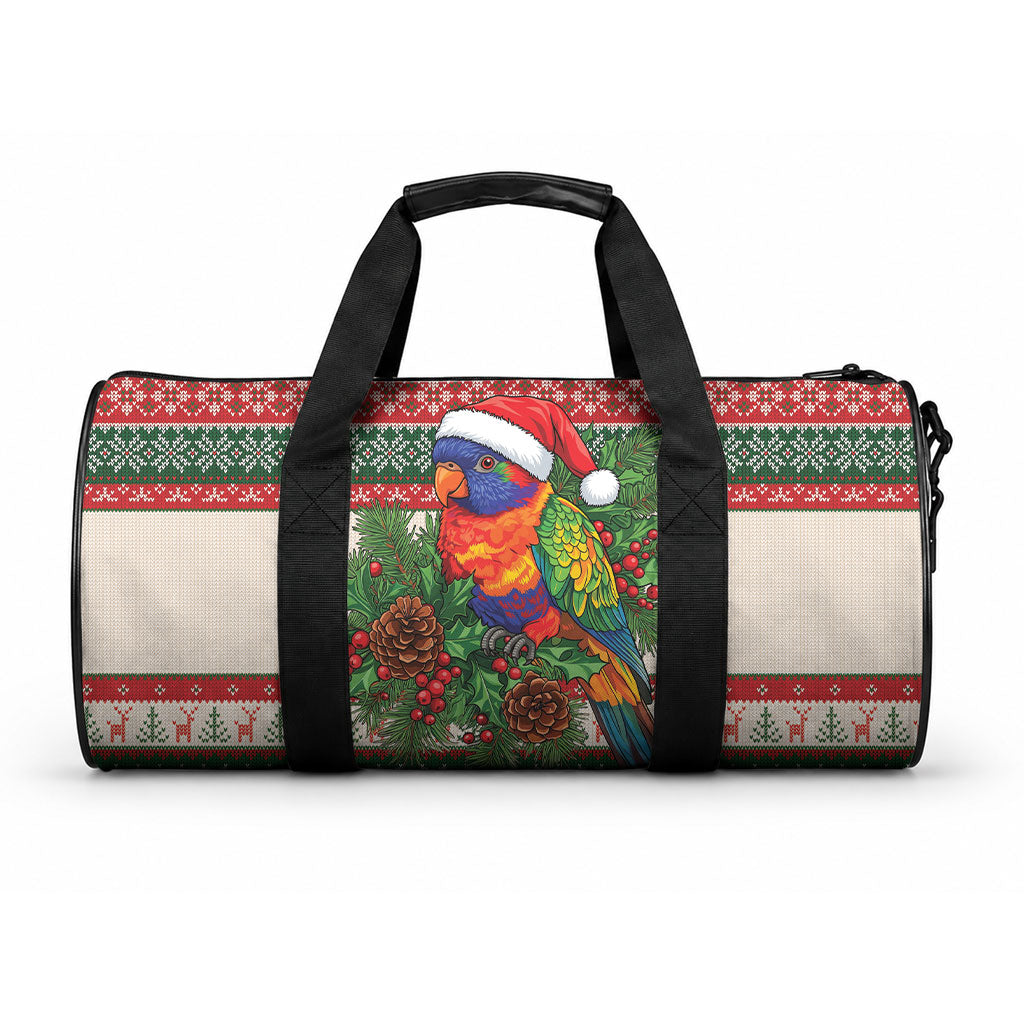 Aussie Rainbow Lorikeets Christmas Duffle Bag Festive Knitted Pattern Inspired