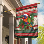 Aussie Rainbow Lorikeets Christmas Garden Flag Festive Knitted Pattern Inspired