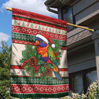 Aussie Rainbow Lorikeets Christmas Garden Flag Festive Knitted Pattern Inspired