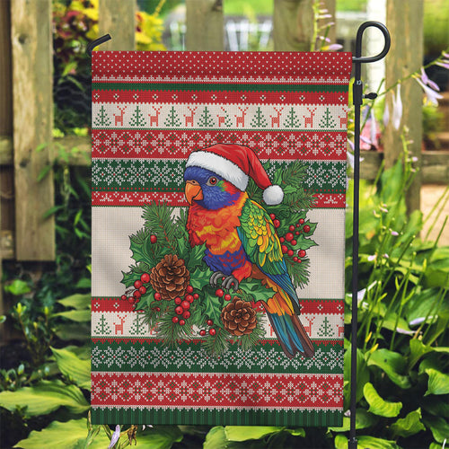 Aussie Rainbow Lorikeets Christmas Garden Flag Festive Knitted Pattern Inspired