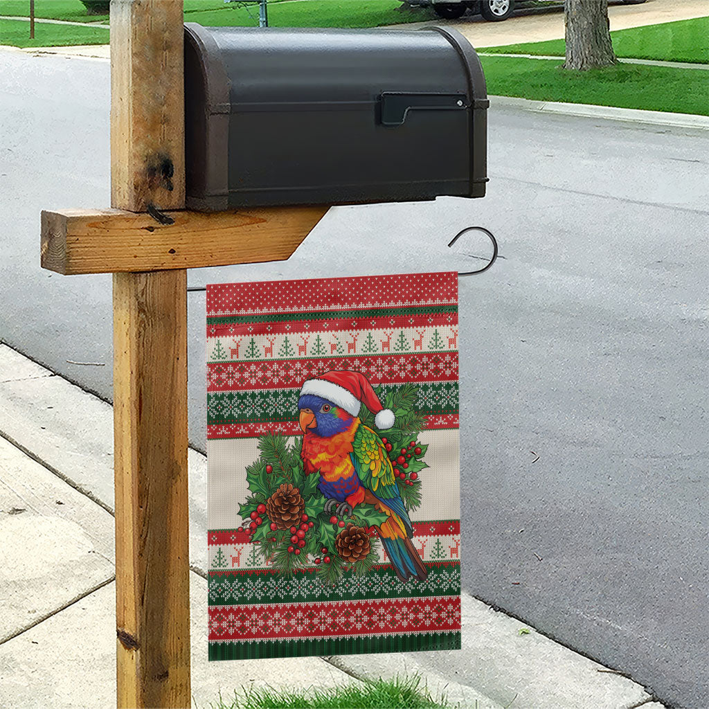 Aussie Rainbow Lorikeets Christmas Garden Flag Festive Knitted Pattern Inspired