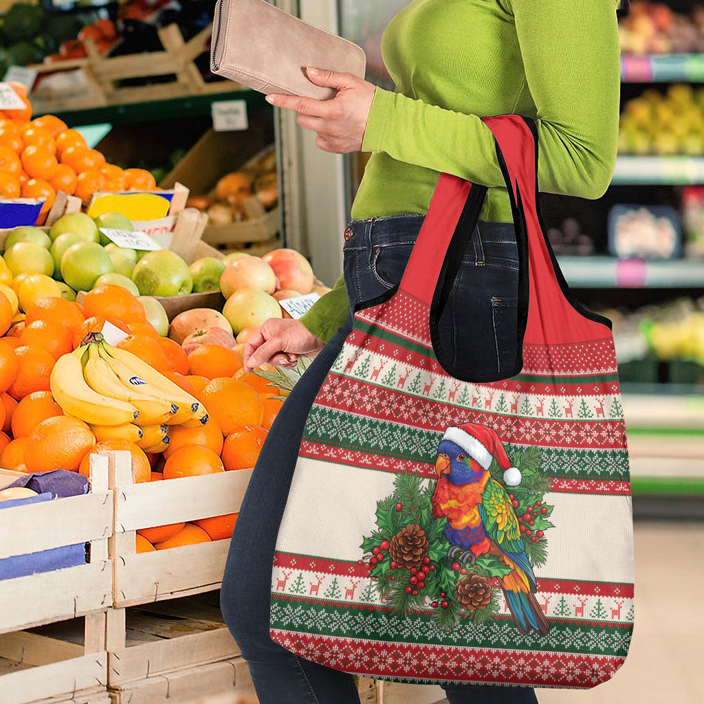 Aussie Rainbow Lorikeets Christmas Grocery Bag Festive Knitted Pattern Inspired