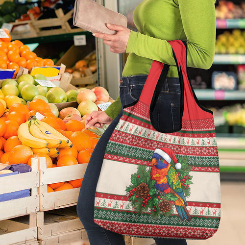 Aussie Rainbow Lorikeets Christmas Grocery Bag Festive Knitted Pattern Inspired