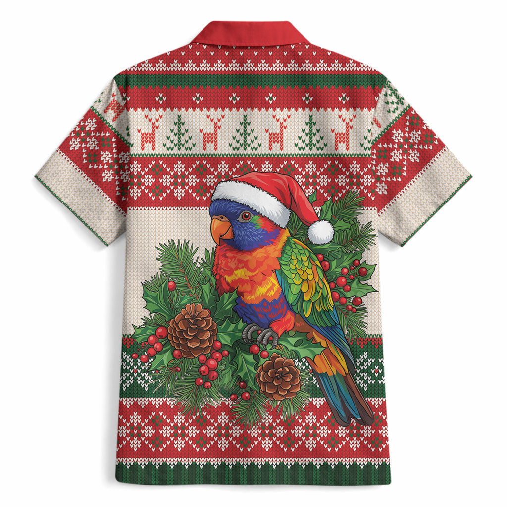 Aussie Rainbow Lorikeets Christmas Hawaiian Shirt Festive Knitted Pattern Inspired