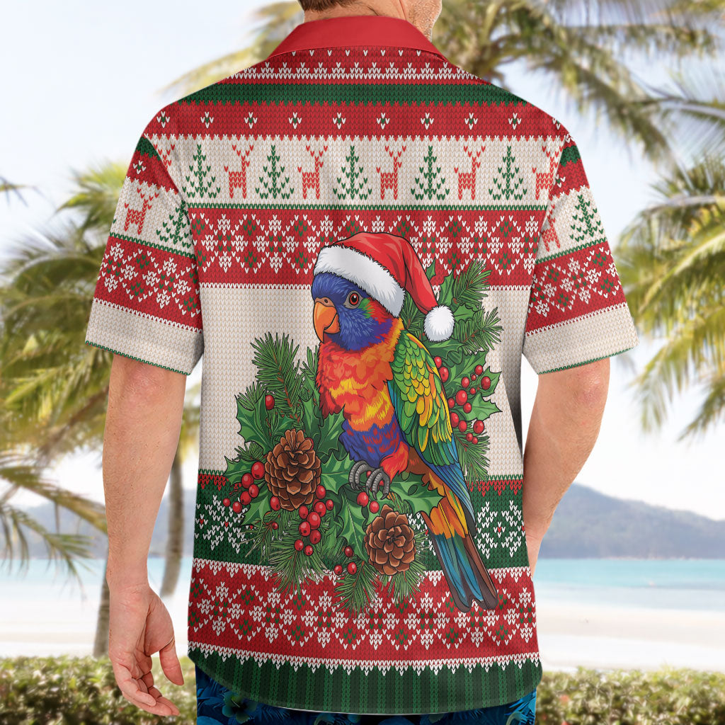 Aussie Rainbow Lorikeets Christmas Hawaiian Shirt Festive Knitted Pattern Inspired