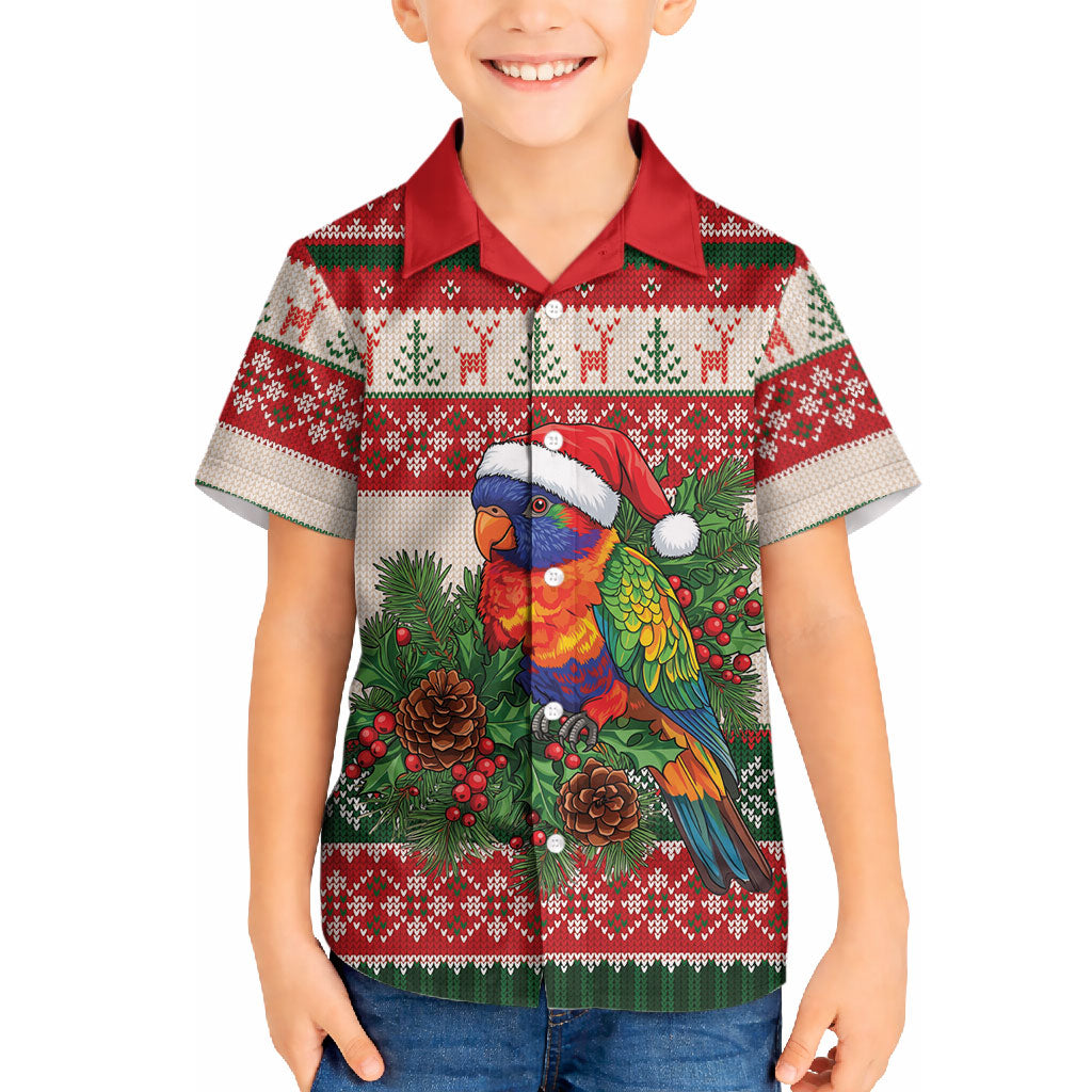 Aussie Rainbow Lorikeets Christmas Hawaiian Shirt Festive Knitted Pattern Inspired