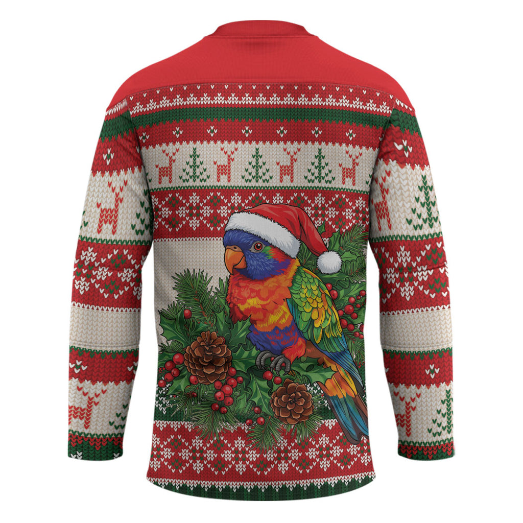 Aussie Rainbow Lorikeets Christmas Hockey Jersey Festive Knitted Pattern Inspired