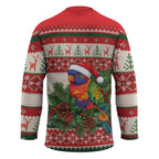 Aussie Rainbow Lorikeets Christmas Hockey Jersey Festive Knitted Pattern Inspired