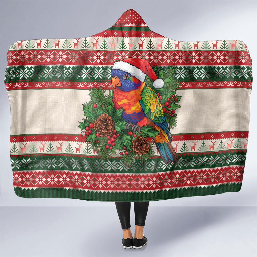 Aussie Rainbow Lorikeets Christmas Hooded Blanket Festive Knitted Pattern Inspired
