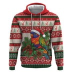 Aussie Rainbow Lorikeets Christmas Hoodie Festive Knitted Pattern Inspired