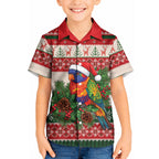 Aussie Rainbow Lorikeets Christmas Kid Hawaiian Shirt Festive Knitted Pattern Inspired