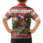Aussie Rainbow Lorikeets Christmas Kid Hawaiian Shirt Festive Knitted Pattern Inspired