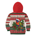 Aussie Rainbow Lorikeets Christmas Kid Hoodie Festive Knitted Pattern Inspired
