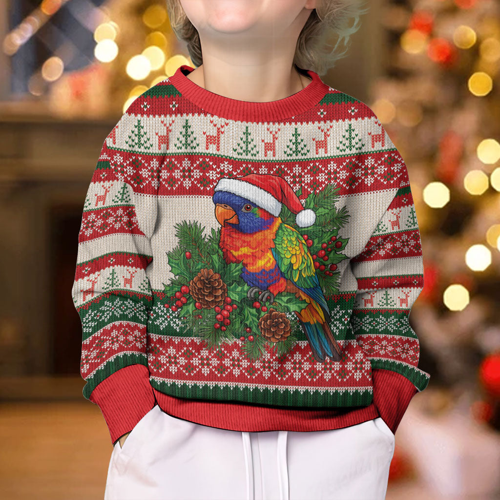Aussie Rainbow Lorikeets Christmas Kid Ugly Christmas Sweater Festive Knitted Pattern Inspired